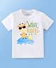 KNITROOT Cotton Summer Theme Half Sleeves Wave Rider Text Printed Tee - White
