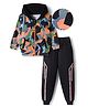 OLLINGTON ST. Cotton Full Sleeves Printed Zipper Hoodie Sweatshirts & Knit Joggers - Multicolor & Black