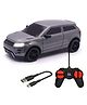 Wembley Toys Radio Control Car with Rechargeable Remote 1:24 Scale - Grey & Black
