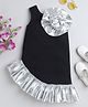 NAVKIYA G Sleeveless One Shoulder Frilled Bottom Embellished Knee Length Dress - Black