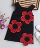 NAVKIYA G Sleeveless Floral Applique Embellished Knee Length Dress - Black
