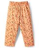 Tango Single Jersey Knit Three Fourth Length Leggings With Floral Print - Orange