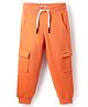 Pepe Jeans Cotton Blend Knit Full Length Solid Coloured Trousers & Pants With Side Pockets - Orange