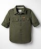 Pepe Jeans Cotton Woven Half Sleeves Solid Coloured Shirt - Olive Green