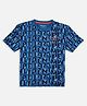 Pepe Jeans Cotton Knit Half Sleeves T-Shirt with Brand Name Print - Blue
