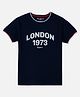 Pepe Jeans Cotton Knit Half Sleeves T-Shirt with Text Print - Navy Blue