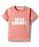 Smarty Boys Sinker Knit Half Sleeves T-Shirt With Hello Summer Text Print - Pink