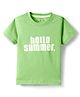 Smarty Boys Sinker Knit Half Sleeves T-Shirt With Hello Summer Text Print - Light Green