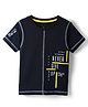 Smarty Boys Sinker Knit Half Sleeves T-Shirt With Never Give Up Text Print - Navy Blue