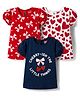 Babyhug 100% Cotton Knit Half Puffed Sleeves T-Shirts with Bow & Heart Print Pack of 3 - Red White & Navy Blue