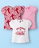 Babyhug 100% Cotton Knit T-Shirts with Text Heart Print & Patch Detailing Pack of 3 - Red Pink & White