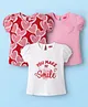 Babyhug 100% Cotton Knit T-Shirts with Text Heart Print & Patch Detailing Pack of 3 - Red Pink & White