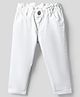 Bonfino Cotton Woven Full Length Solid Paper Bag Waist Jeans - White