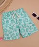 The Lion and the Fish Viscose Woven Tribal Theme Printed Shorts - Jade Green