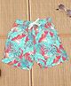 The Lion and the Fish Viscose Woven Tropical Theme Printed Shorts - Red & Sea Green
