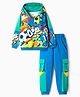 OLLINGTON ST. Cotton Knit Full Sleeves Goal Text Print Hoodie Sweatshirts & Knit Joggers - Green & Blue