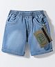 Little Kangaroos Anti Bacterial Washed Denim Shorts With Pocket Applique - Blue