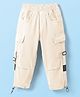 Little Kangaroos Full Length Anti Bacterial Solid Cotton Trouser With Cargo Pockets - Beige
