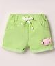 Little Kangaroos Woven Knee Length Denim Shorts With Star Applique & Adjustable Elastic - Lime Green