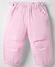 Little Kangaroos Woven Full Length Trouser With Text Glitter Print & Adjustable Elastic - Pink