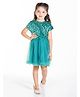 Cherry Crumble By Nitt Hyman Half Sleeves Sequins Embellished Dress - Teal Blue