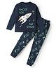 Unicorns Cotton Woven Full Sleeves Space Theme Printed Coordinating Night Suit Set - Navy Blue