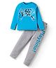 Unicorns Cotton Woven Full Sleeves Video Game Controller Printed Coordinating Night Suit Set - Blue & Grey
