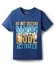 Kookie Kids Single Jersey Knit Half Sleeves T-Shirt With Text Print - Navy Blue