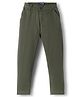 Pine Kids Cotton Elastane Woven Full Length Solid Color Trousers - Olive Green