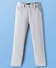 Pine Kids Cotton Elastane Woven Full Length Solid Color Trousers - White