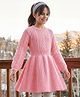 Pine Kids Knit Full Sleeves Woolen Dress  with Cable Knit Design - Pink