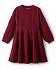 Pine Kids Knit Full Sleeves Woolen Dress  with Cable Knit Design - Maroon
