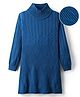 Pine Kids Full Sleeves High Neck Woolen Dress with Argyle Design - Blue