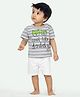 Ariel Pure Cotton Knit Half Sleeves Striped Tee With Shorts Set - Green