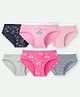 Ariel Cotton Blend Pack Of 6 Floral Printed Striped Panties - Multi Colour
