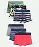 Ariel Cotton Blend Pack Of 6 Striped & Camouflage Printed Trunks - Multi Colour