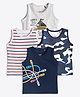 Ariel Pure Cotton Pack Of 4 Sleeveless Striped & Camouflage Printed Tees - Multi Colour