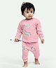 Ariel Pure Cotton Full Sleeves Unicorn Printed Tee & Pajama Set - Pink