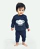 Ariel Pure Cotton Full Sleeves Koala Designed Tee & Pajama Set - Navy Blue