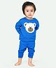 Ariel Pure Cotton Full Sleeves Teddy Bear Designed Tee & Pajama Set - Light Blue