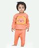 Ariel Pure Cotton Full Sleeves Baby Lion Designed Tee & Pajama Set - Orange