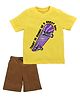 Etched Design 100% Cotton Half Sleeves Skateboard Printed Tee & Shorts Set - Yellow & Brown