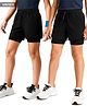 Pine Active Ultra Light Woven Above Knee Length Solid Color Shorts with High Stretch Inner Tights - Black