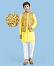 Pine Kids Cotton Woven Full Sleeves Kurta Pyjama Set with Jacket Floral Print - Yellow