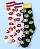Pine Kids Cotton Knit Ankle Length Socks with Floral Design Pack of 3 (Color May Vary)