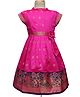Kookie Kids Half Sleeves Pattu Pavadai Dress with Bow Applique & Zari - Dark Pink