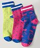 Pine Kids Knit Ankle Length Silvadur Antimicrobial Socks with Polka Dots Design Pack of 3 - Pink Light Green & Blue