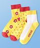 Pine Kids Cotton Knit Ankle Length Socks With Floral & Polka Dots Design Pack Of 3 ( Colour May Vary )