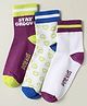 Pine Kids Knit Ankle Length Silvadur Antimicrobial Socks with Heart & Text Design Pack of 3 - Plum & White
