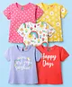 Babyhug 100% Cotton Knit Half Sleeves T-Shirts With Polka Dots & Floral Print Pack Of 5 - Pink Yellow & White
